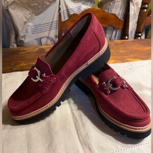 Donald J. Pliner Heliocs Cramberry Moc Loafers Sizes 6.5 & 7 with Silver Detail